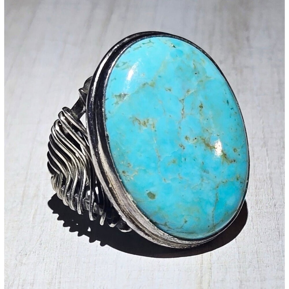 Sterling Silver turquoise ring made India size 7